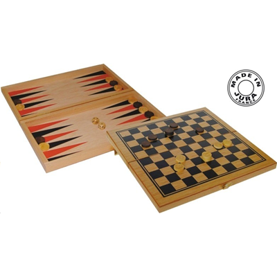 Jeu de Dames et Backgammon en Coffret Pliable