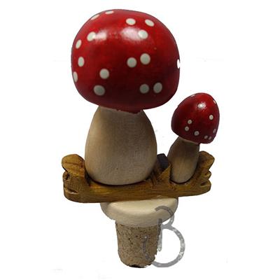 Bouchon champignon en bois sculpté