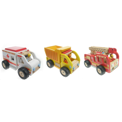 Camion Pompier, Ambulance, Camion Benne (lot de 3)