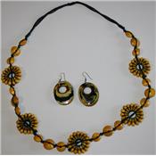 Parure Collier et Boucles d'Oreilles en Acajou