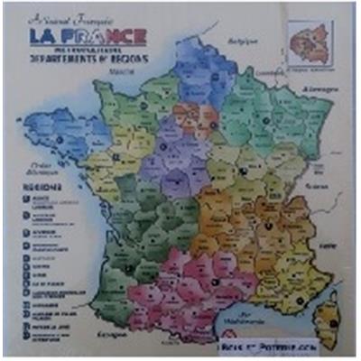 Puzzle en Bois Carte de France Découpée par Département et Nouvelles Régions