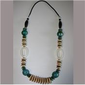 Collier Pendentif Fantaisie Turquoise en Bois