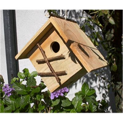 Nichoir à Oiseaux en Bois Naturel Modèle Cube