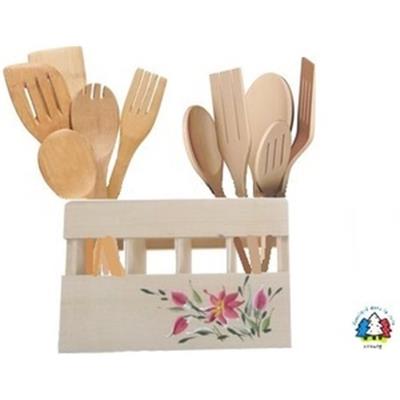 Porte Ustensiles de Cuisine, Repose Spatules avec Ustensiles en Bois