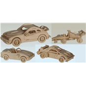 Maquette Puzzle 3D en Bois Voitures Lot X4