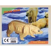 Puzzle Maquette 3D en Bois Naturel Ours Blanc