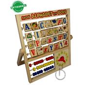 Alphabet Boulier Horloge en Bois Naturel