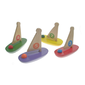 Bateau à voile en bois (lot de 4)