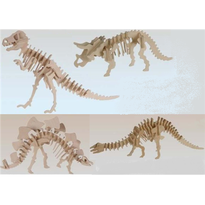 Maquette Puzzle 3D en Bois Naturel Dinosaure Lot X4