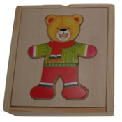 Puzzle en Bois Ourson à Habiller avec 5 Vêtements