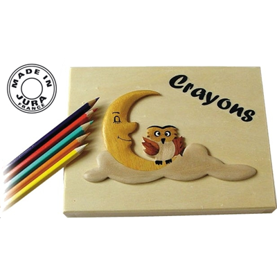 Coffret en Bois Crayons de Couleurs avec Marqueterie