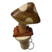 Bouchon champignon en bois sculpté