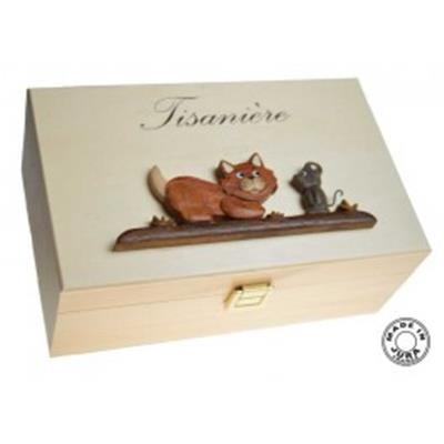 Boite à Tisane et à Thé en Bois Décorée - Bois et Poterie.com