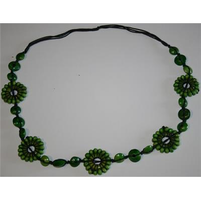 Collier Fantaisie Vert en Bois Naturel