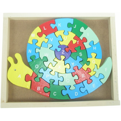 Puzzle en Bois Escargot Alphabet et Chiffres