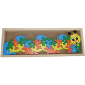 Puzzle en Bois Chenille Alphabet et Chiffre