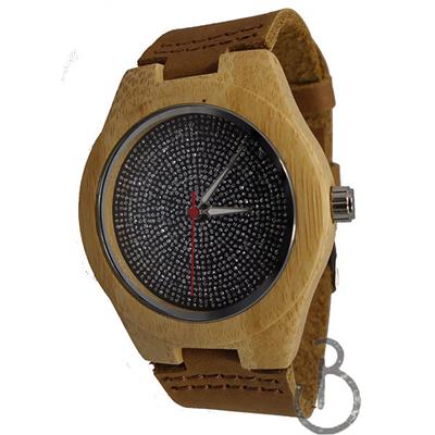 Montre en bois avec paillettes argentées