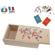 Coffret Bois Jeu Rami Peint à la Main avec Cartes