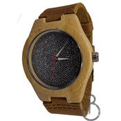 Montre en bois avec paillettes argentées