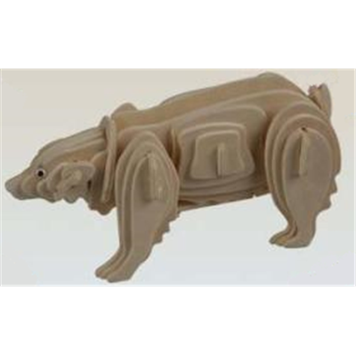 Puzzle Maquette 3D en Bois Naturel Ours Blanc