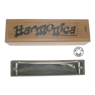 Harmonica Véritable avec Plumier en Bois