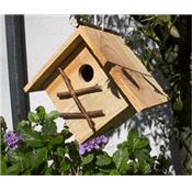 Nichoir à Oiseaux en Bois Naturel Modèle Cube