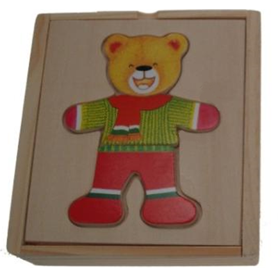 Puzzle en Bois Ourson à Habiller avec 5 Vêtements