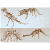 Maquette Puzzle 3D en Bois Naturel Dinosaure Lot X4