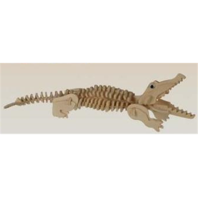 Puzzle Maquette 3D en Bois Naturel Crocodile