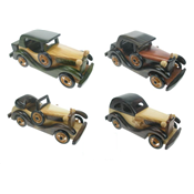 Voiture ancienne de collection en bois (lot de 4)