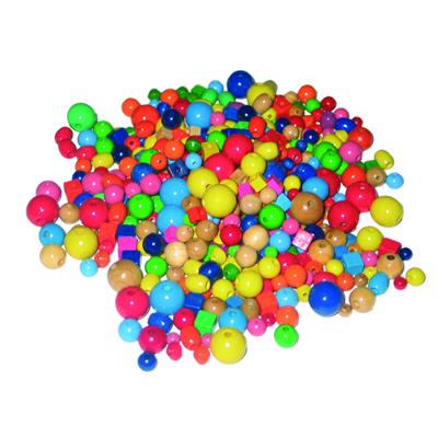 Perles bois vernies multicolores