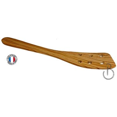 Spatule Galbée Trouée en Bois d'Olivier 30 cm