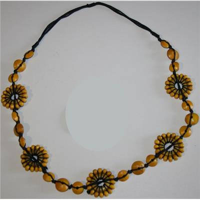 Collier Pendentif Fantaisie Jaune en Bois