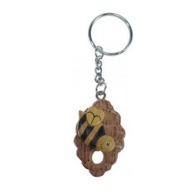 Porte Clef en Bois Abeille et sa Ruche