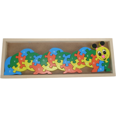 Puzzle en Bois Chenille Alphabet et Chiffre