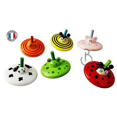 Toupies Animaux en Bois 6 cm